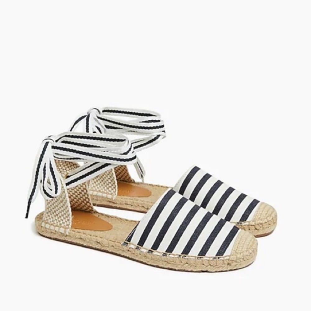 Jcrew NWT striped lace up Corday espadrille sandal